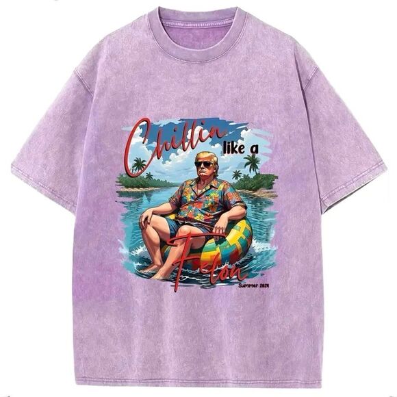 ‘Chillin like a Felon’ Trump Oversized Tee Shirt - Picture 1 of 4
